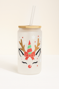 🦌 Reindeer Unicorn Christmas 16oz Glass Cup
