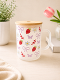 Strawberry Bow Frosted Glass Mug 🍓🎀