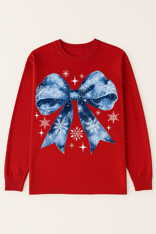 💙 Blue Snowflake Bow Long Sleeve