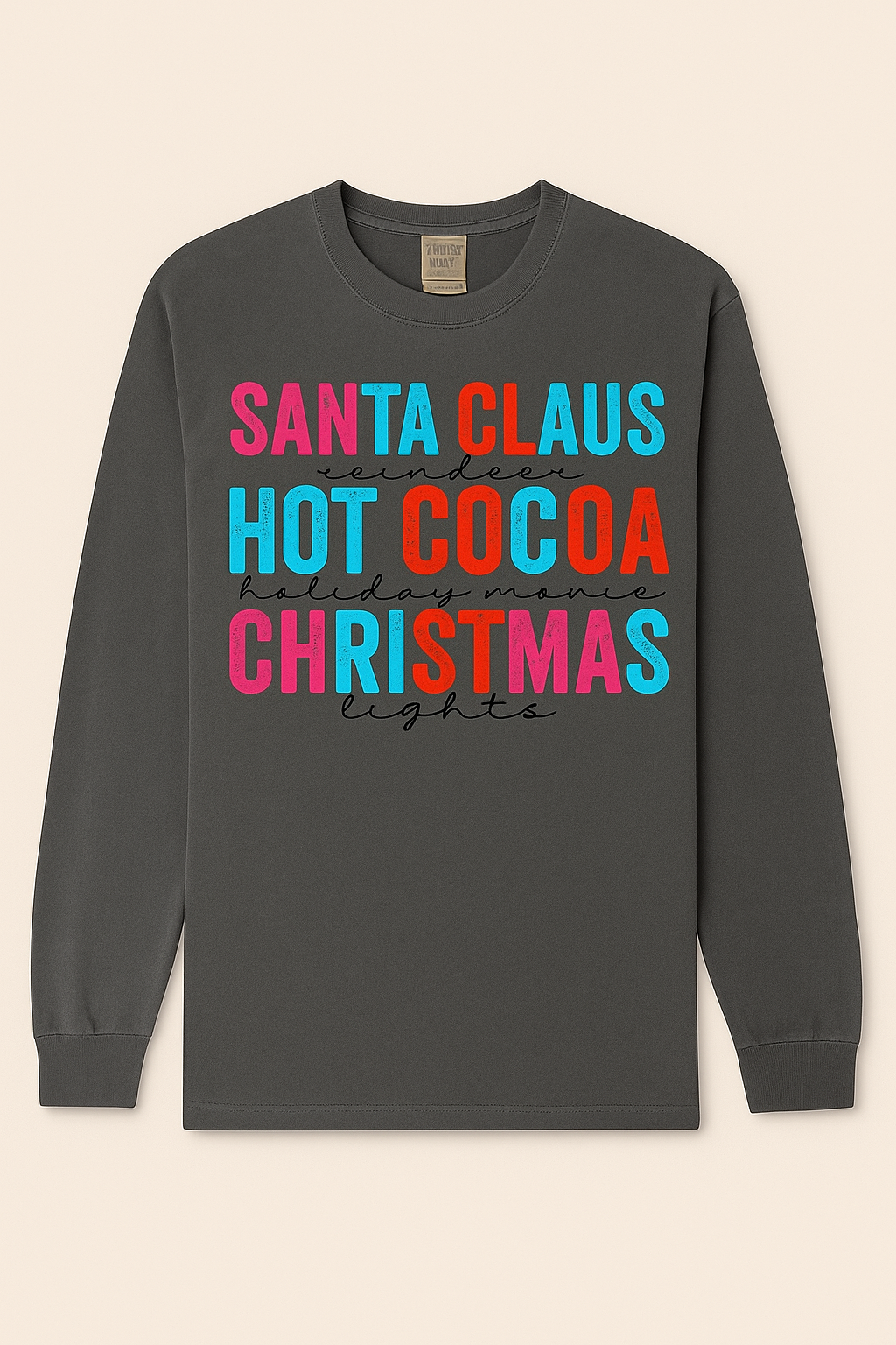 Santa Claus • Hot Cocoa • Christmas Lights Long Sleeve Tee