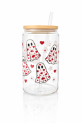 👻❤️ Heart Ghost Glass Cup – 16oz