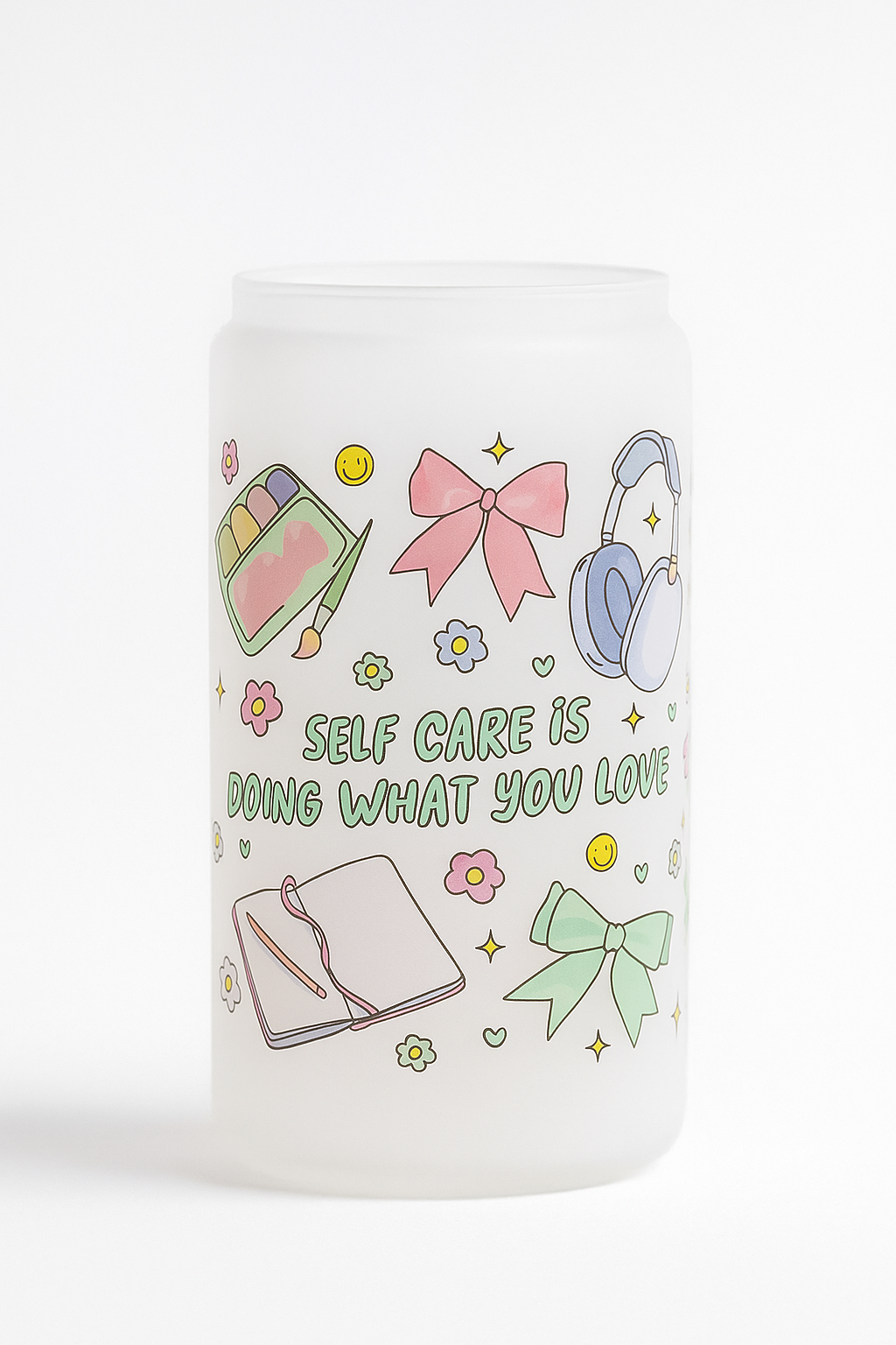 Self Care Is Doing What You Love – Frosted Glass Cup (16oz)