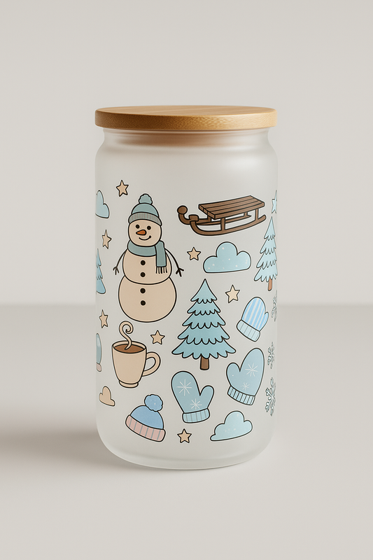 ☃️ Snow Day 16oz Frosted Glass Cup or Mug