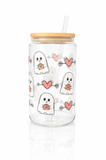👻💖 Ghost Valentine Glass Cup – 16oz