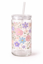 Spring Garden Floral 16oz Glass Cup