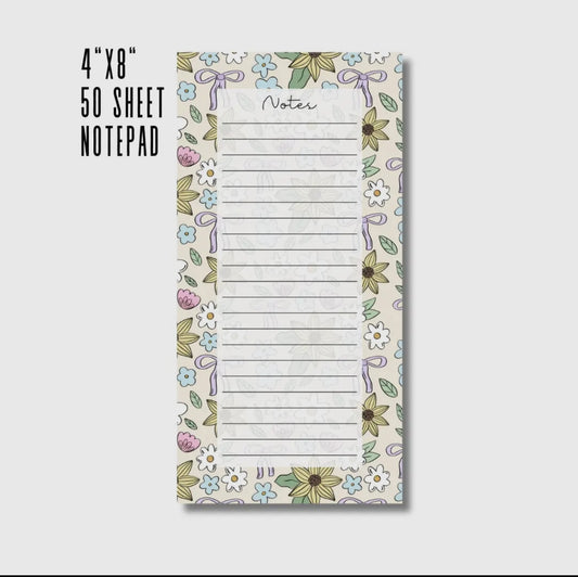 Floral Notes Notepad | 4x8” | 50 Sheets