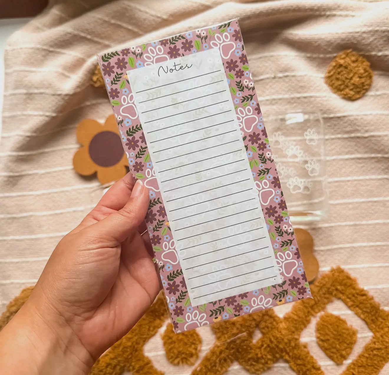 Paw Print Floral Notepad | 4x8” | 50 Sheets