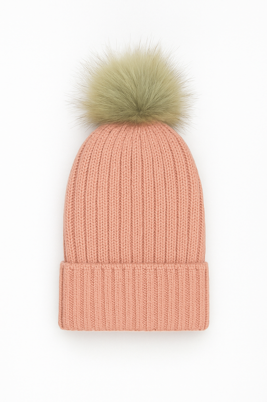 🌸 Blush Pink Pom Beanie