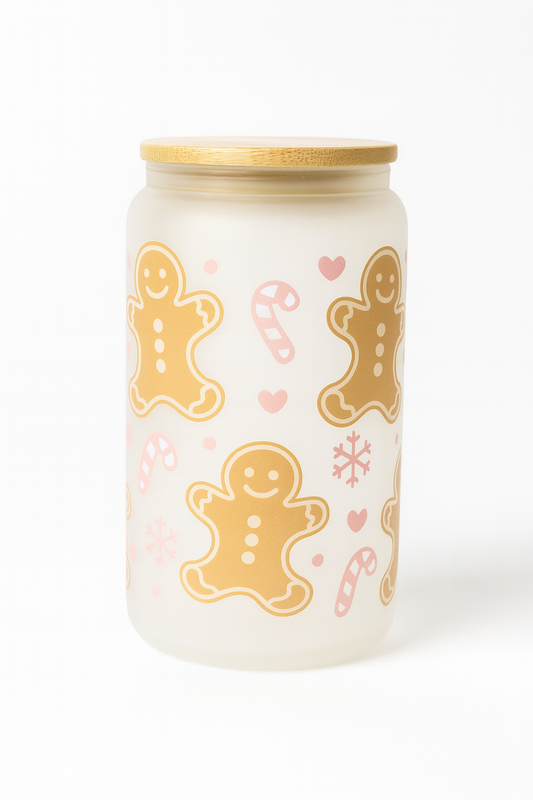 🍪 Gingerbread Frosted Christmas Glass Cup