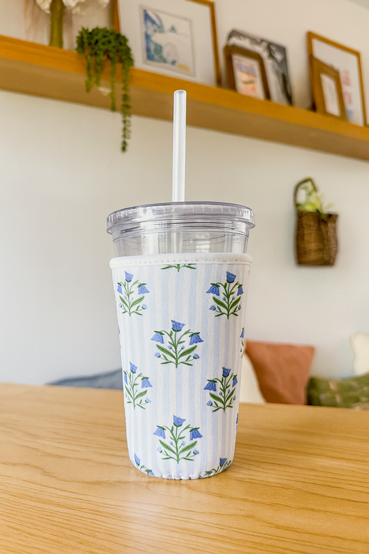 Blue Floral Cup Sleeve