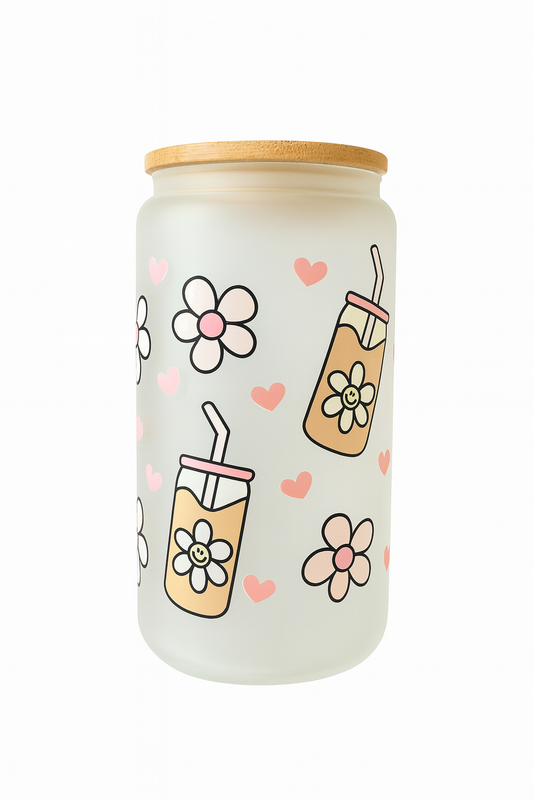 ✨ Cute Daisy & Latte Libbey Glass Cup ✨