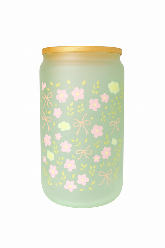 🌸 Wildflower Bouquet Frosted Glass Cup