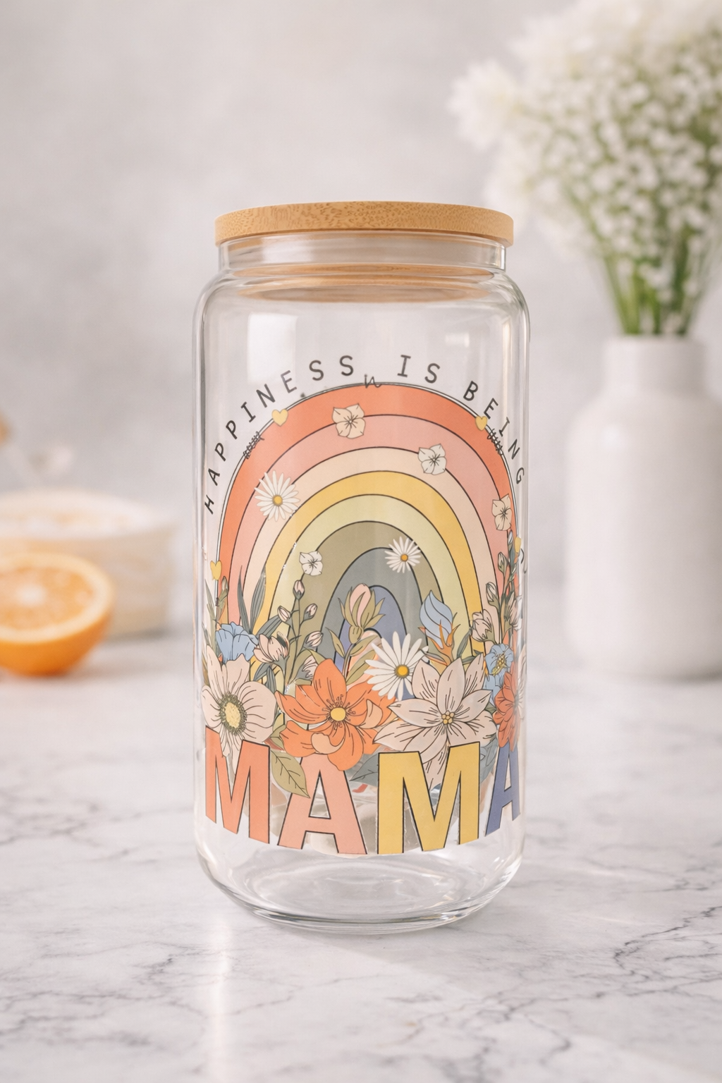 Happiness Is Being Mama Glass Cup