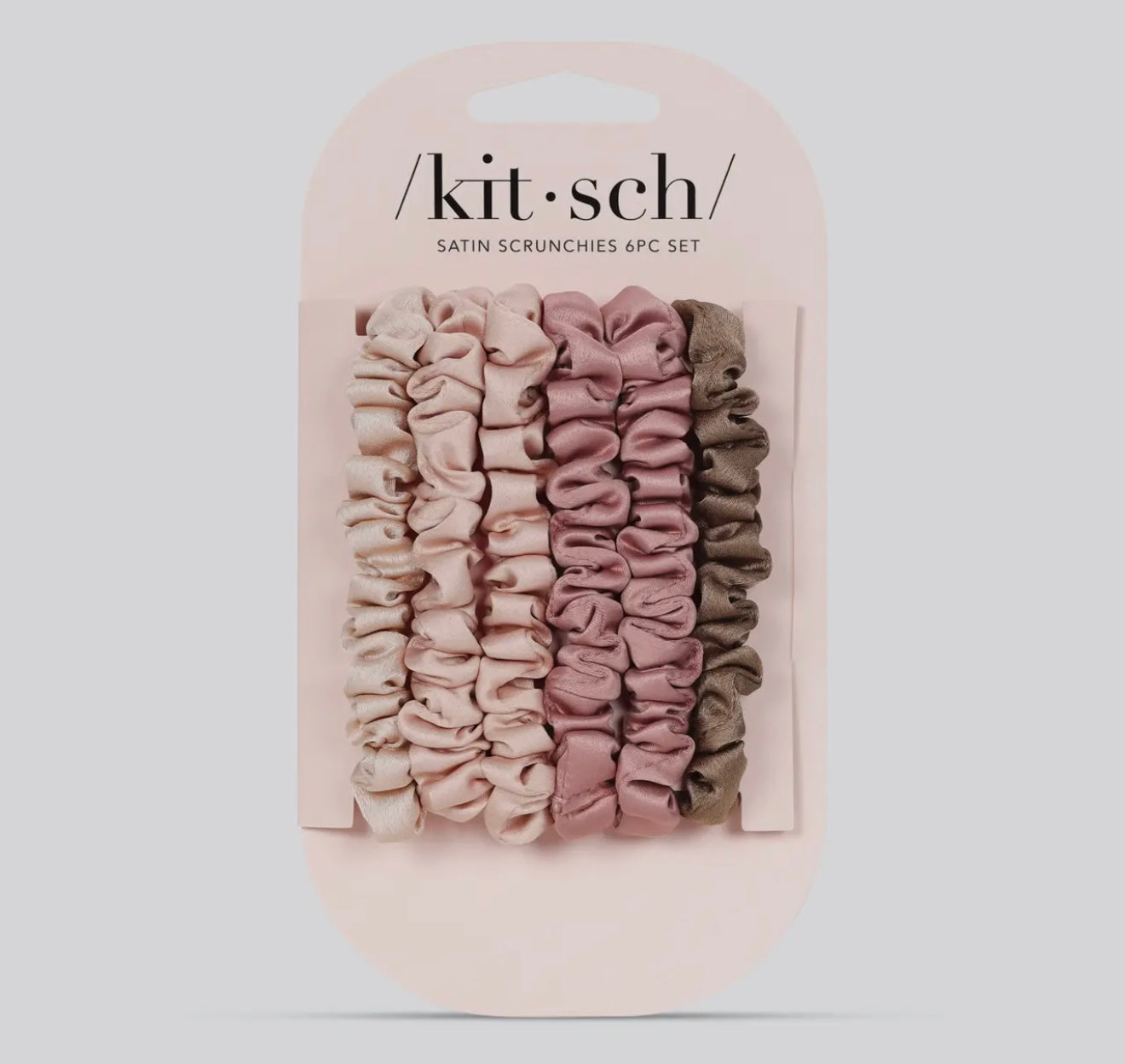 🌸 Kitsch Satin Scrunchie Set – 6pc Neutral Tones
