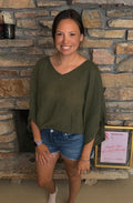Olive Lightweight Knit Poncho Top