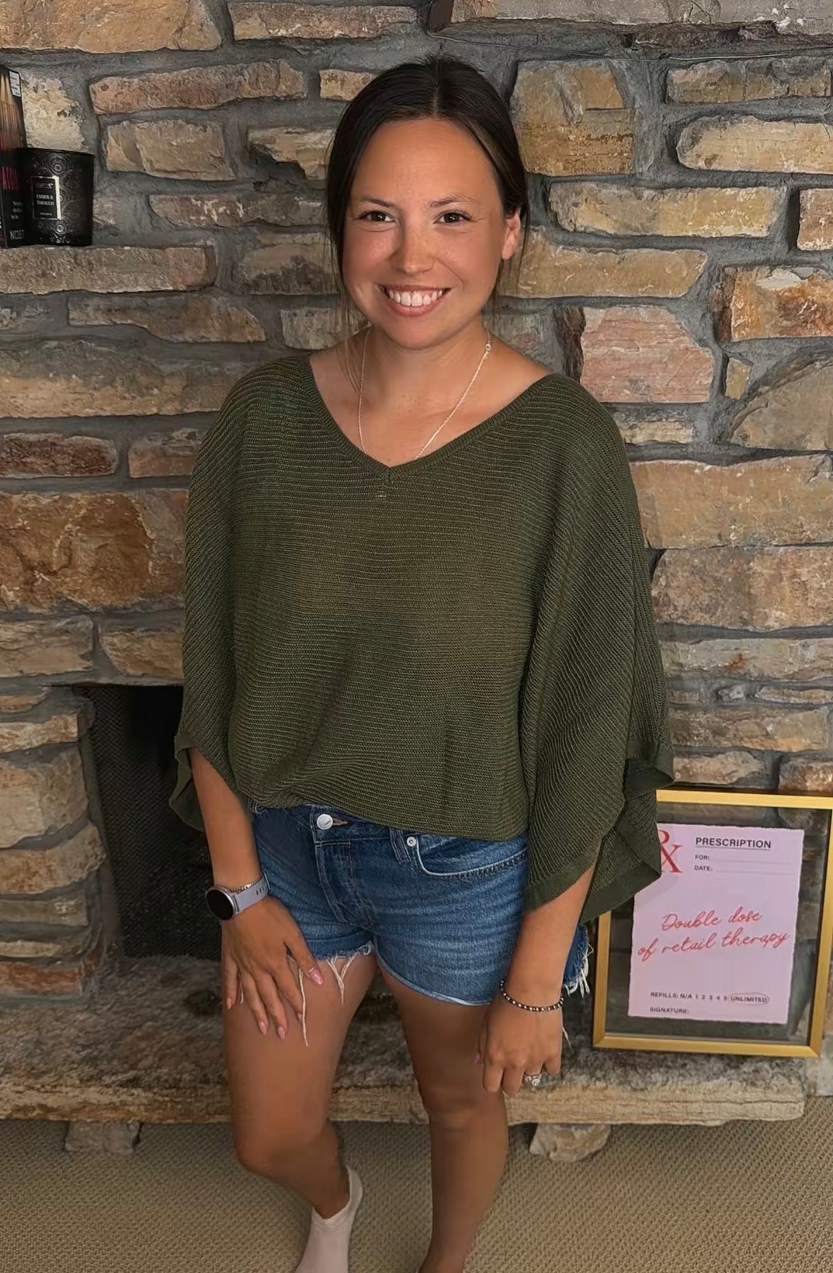 Olive Lightweight Knit Poncho Top
