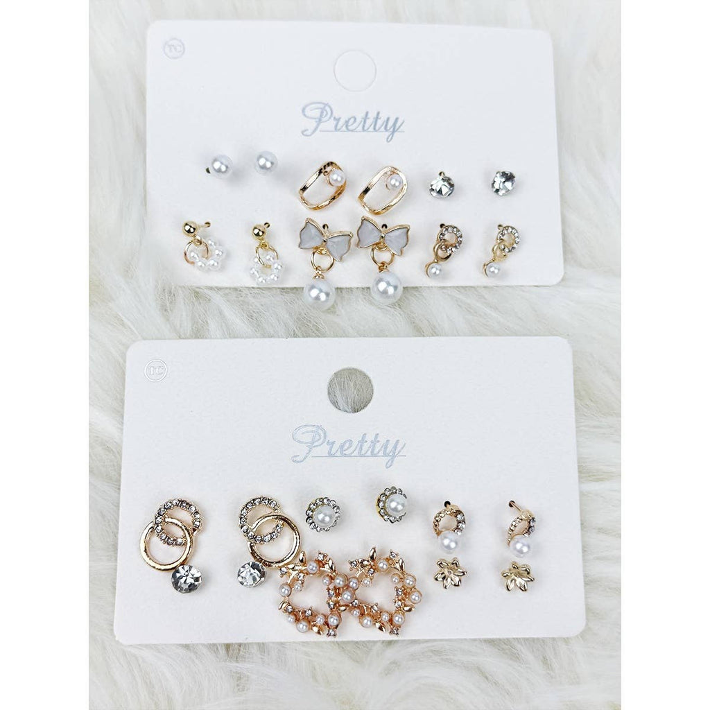 Multi Gold and Pearl Mixed Earrings