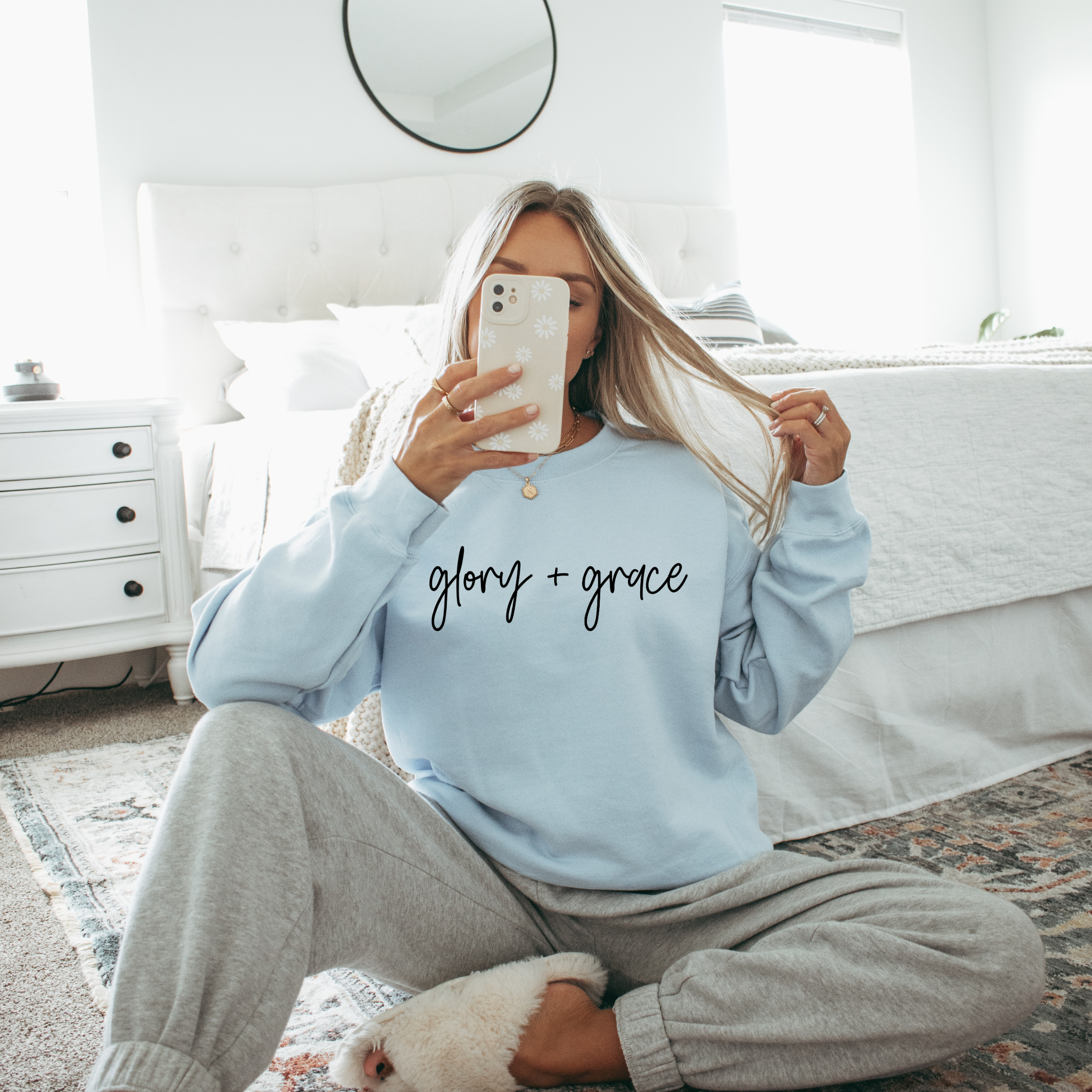 Glory + Grace Sweatshirt - Graphic Christian Tee - Spring