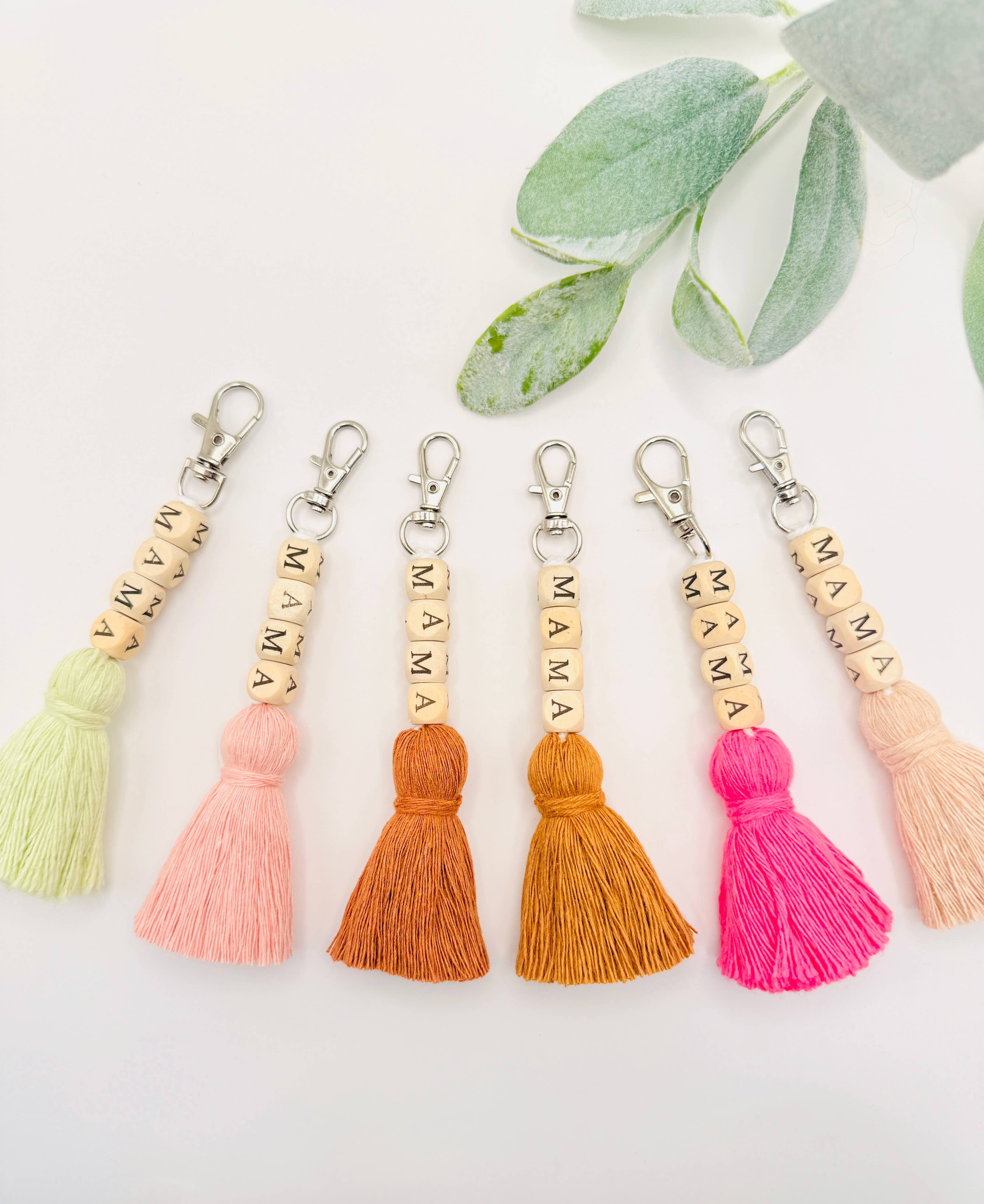 Macrame Mama Tassel Keychain | Handmade Boho Keychain | Mama