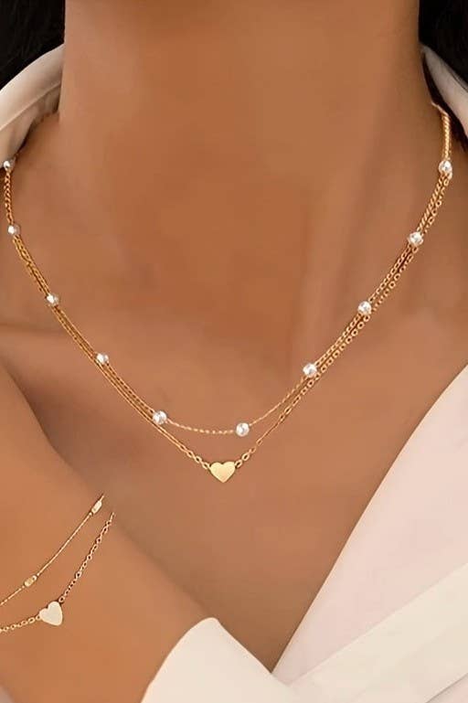 18K STAINLESS STEEL TARNISH FREE LAYERED NECKLACE | 40NK9436