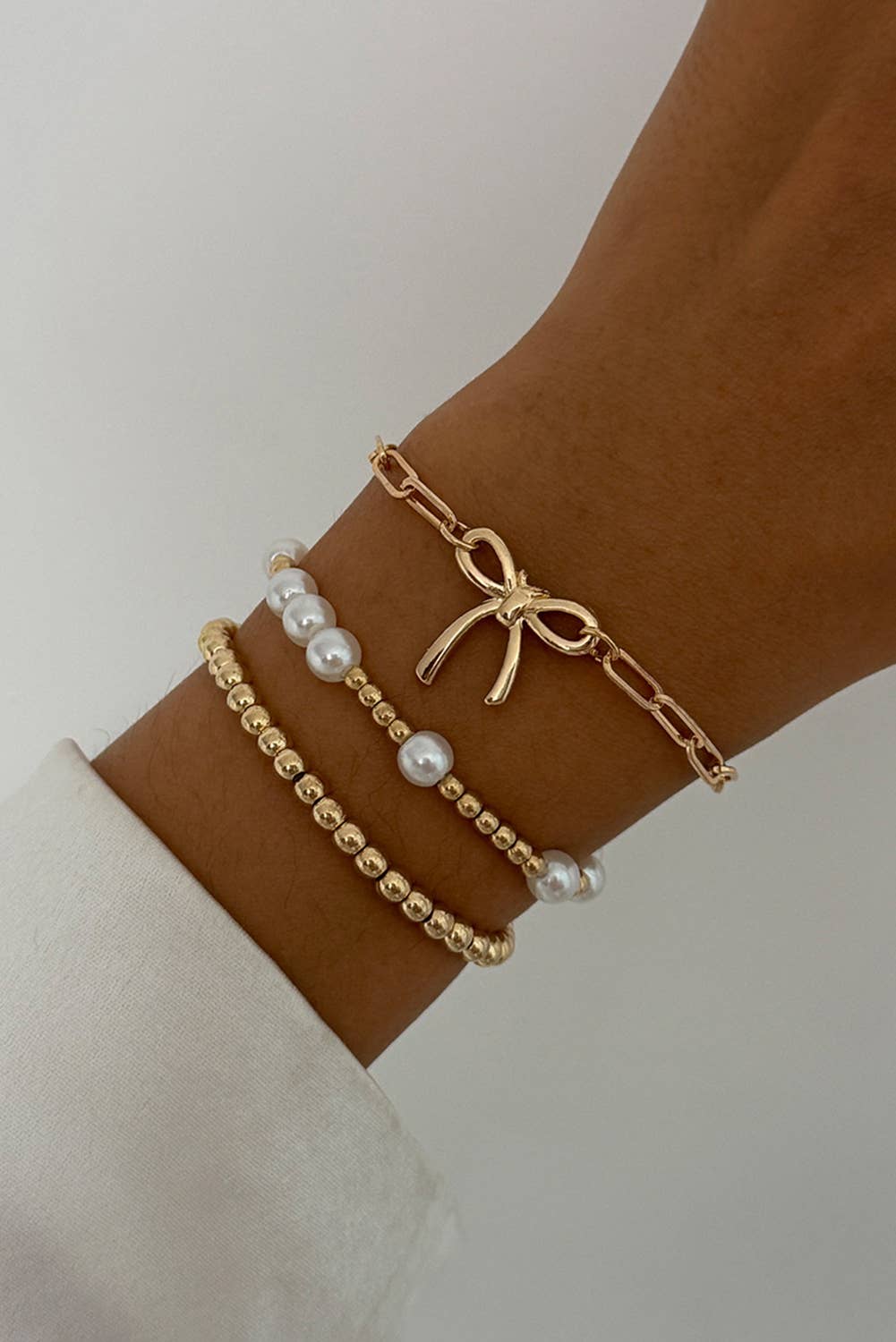 ✨ Bow & Pearl Bracelet Stack ✨
