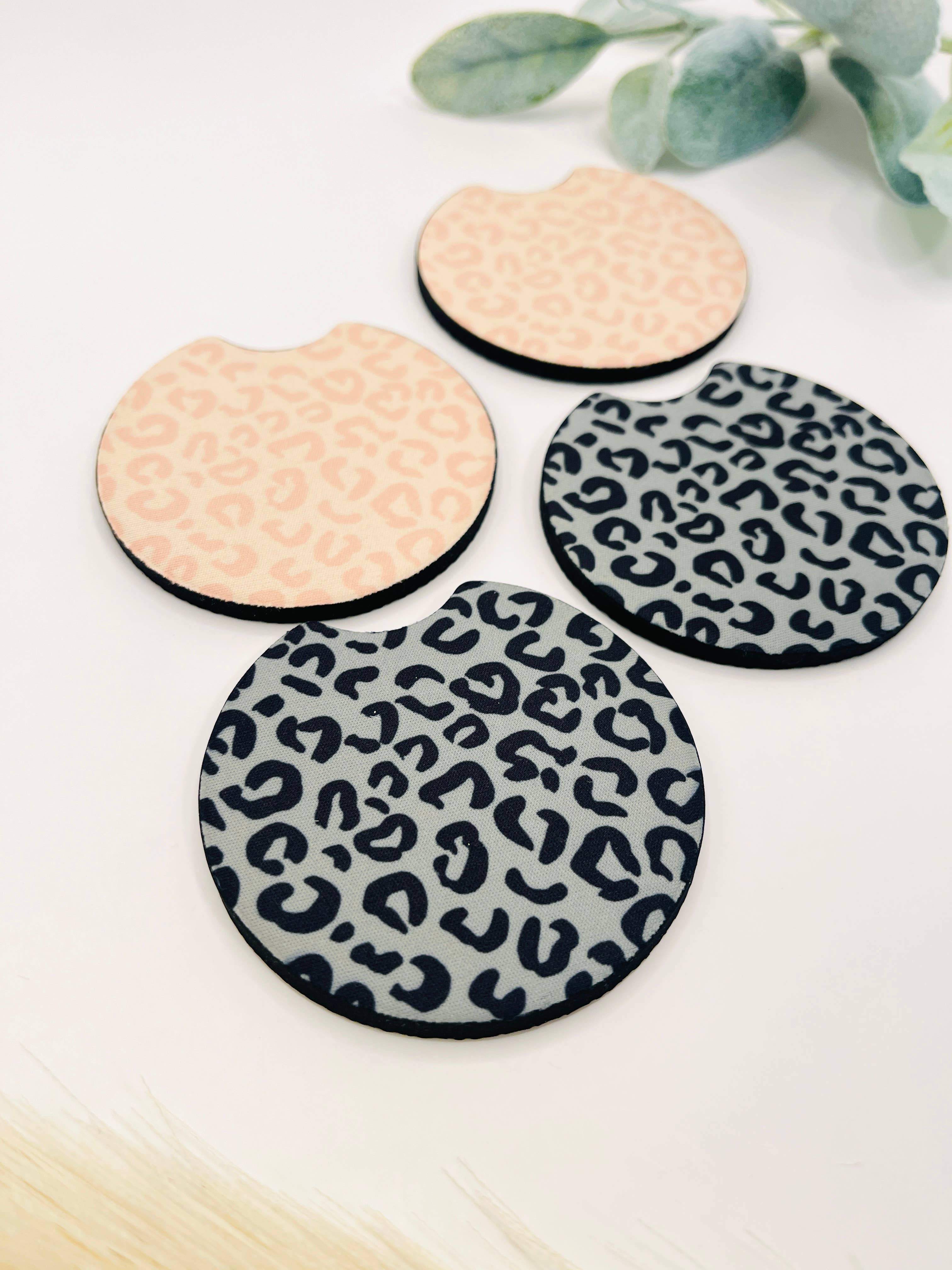 Cheetah Car Coasters - Cute Trendy Neoprene Cup Holder