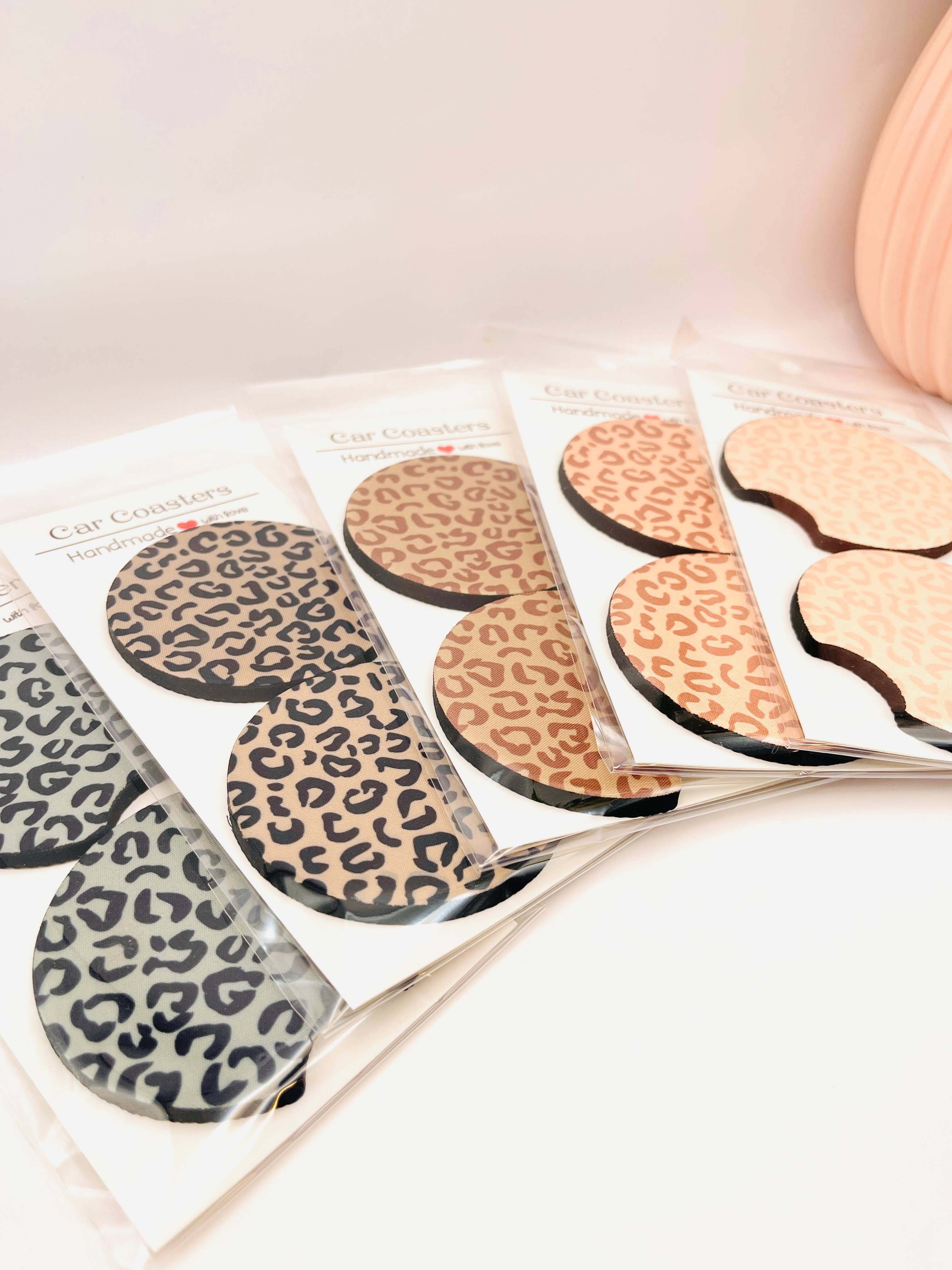 Cheetah Car Coasters - Cute Trendy Neoprene Cup Holder