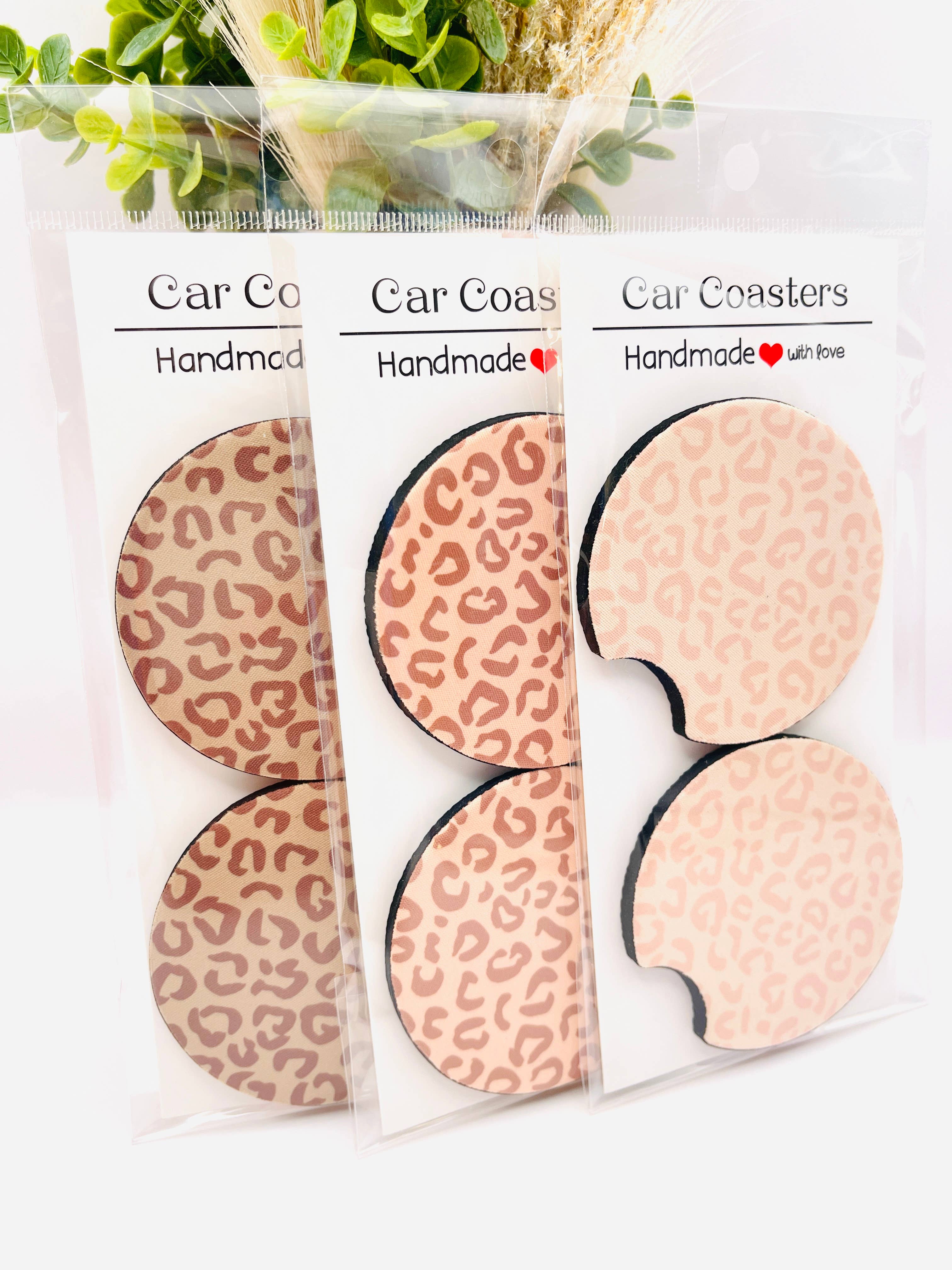 Cheetah Car Coasters - Cute Trendy Neoprene Cup Holder