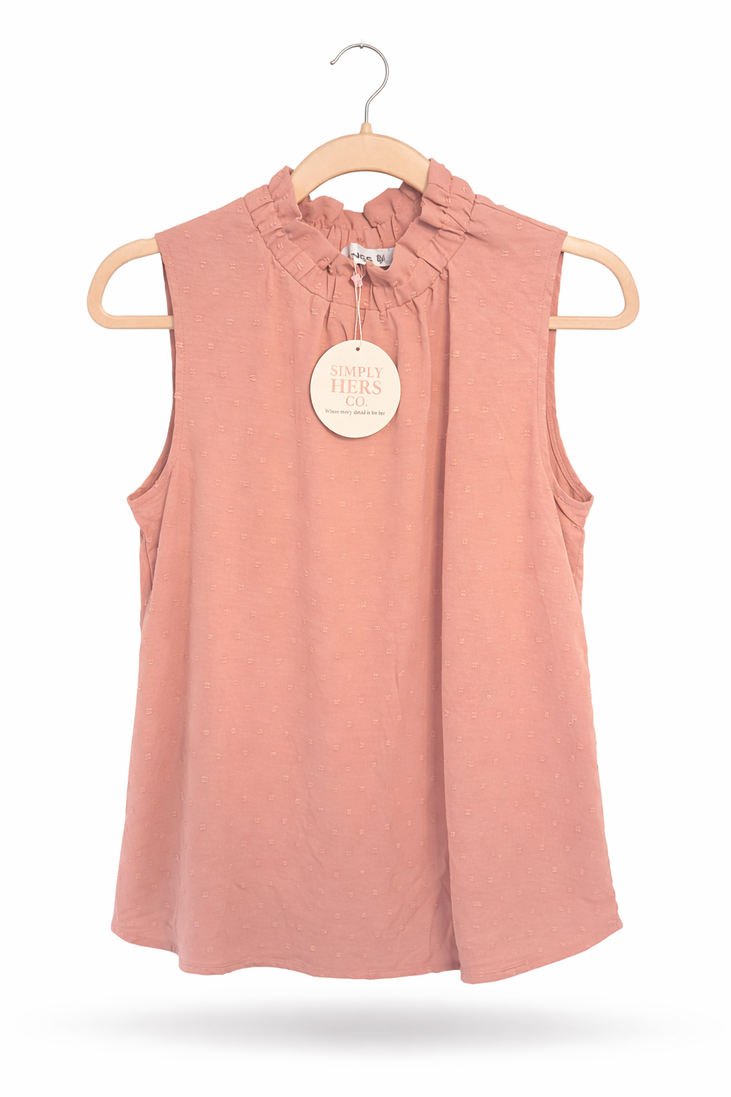 Blush Textured Ruffle Neck Button-Back Top