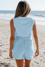 Sky Blue Ribbed Lounge Set
