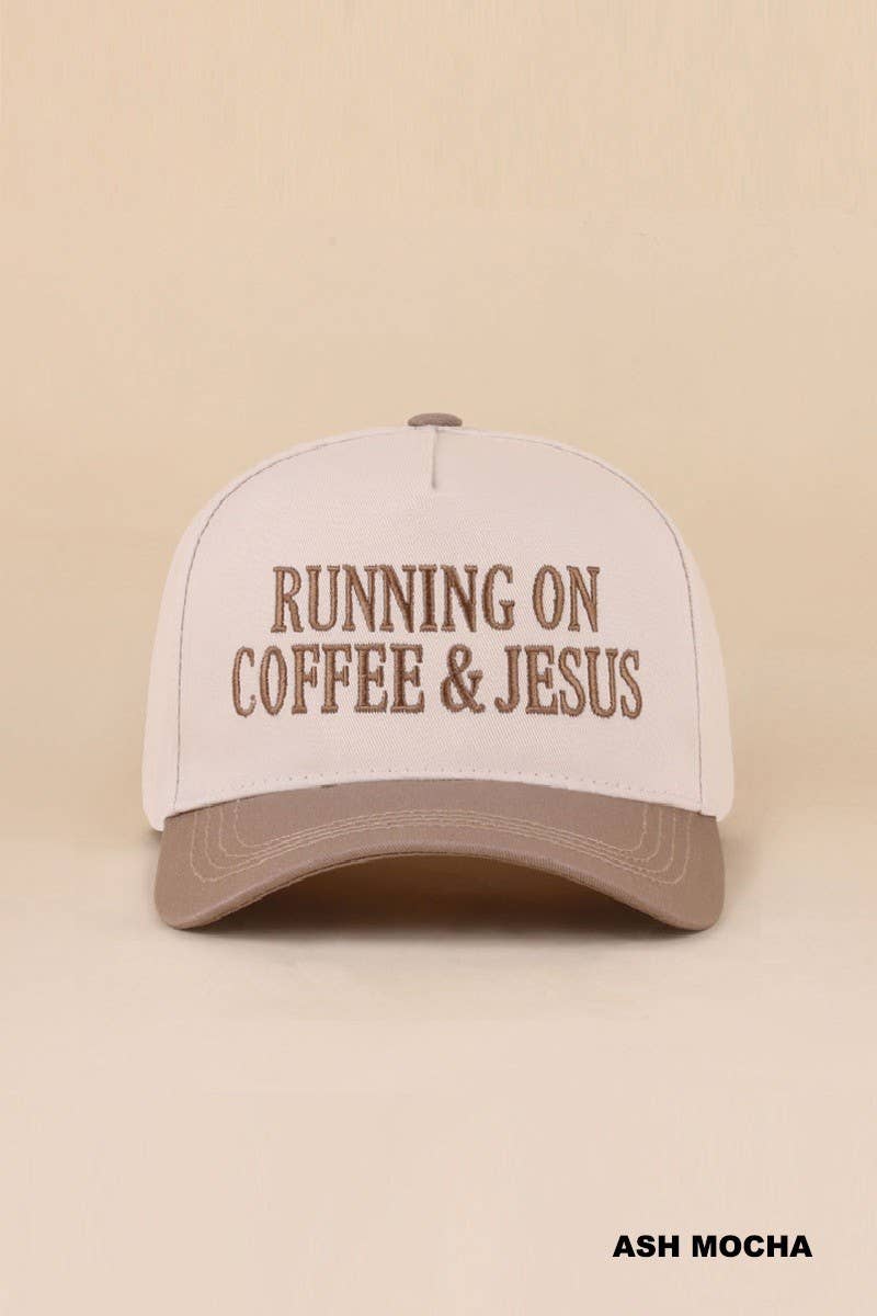 Running On Coffee &amp; Jesus Two Tone Cotton Hat