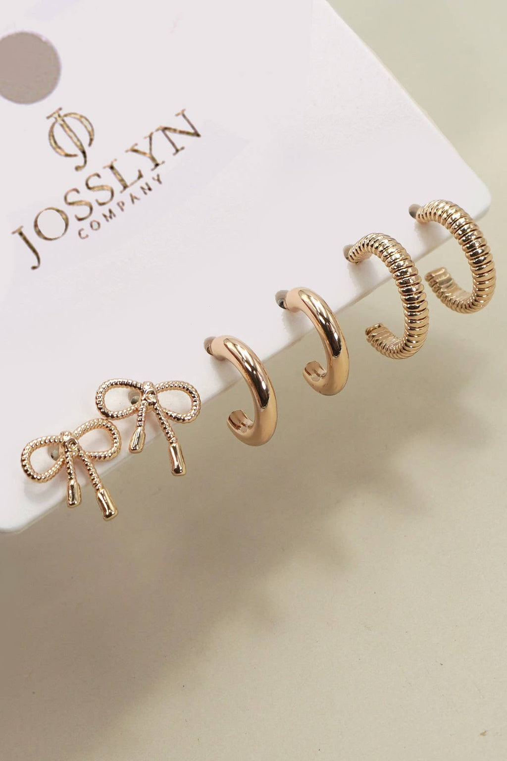 Golden Bow & Hoop Earring Set