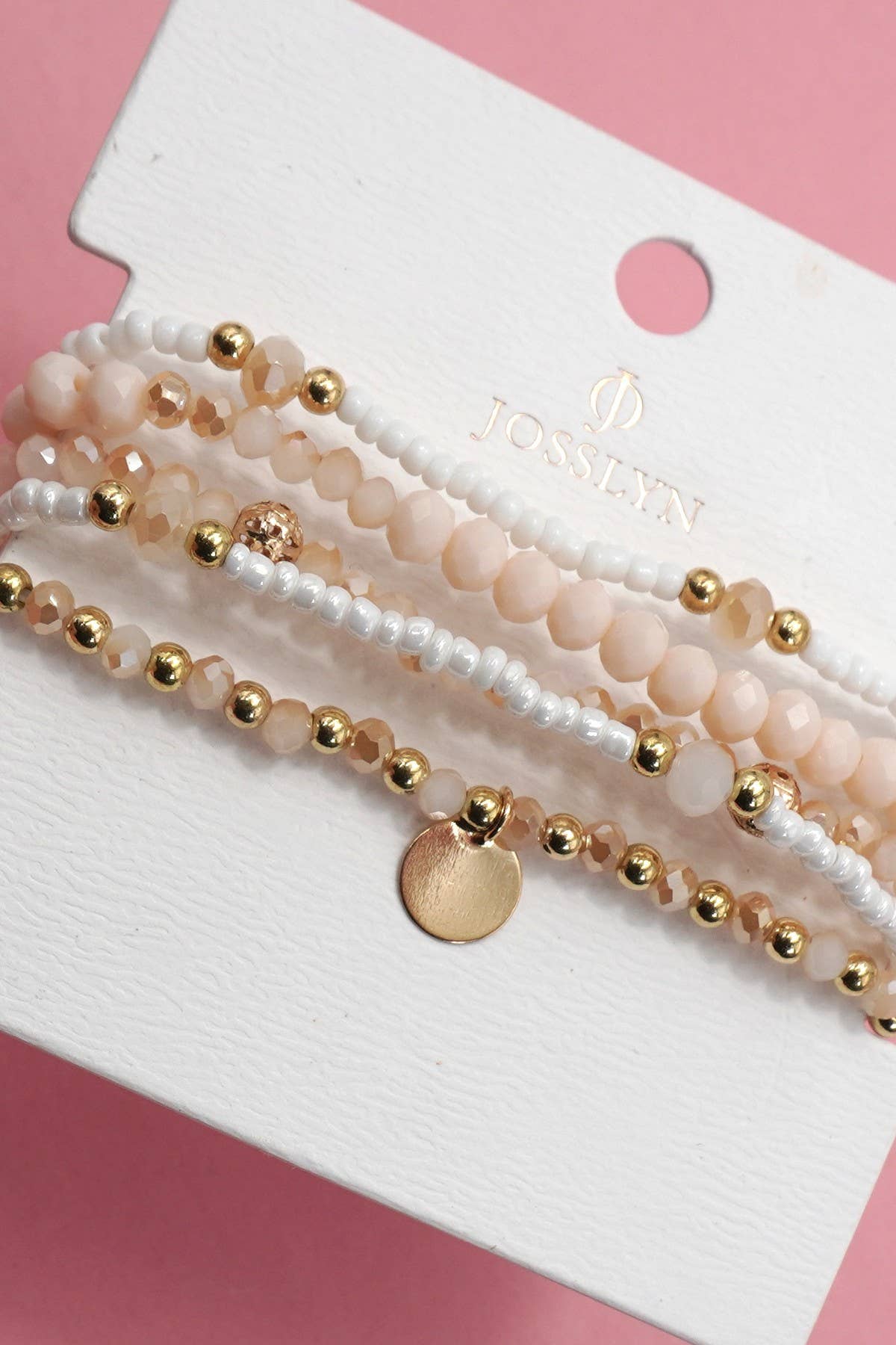 Blush Pink & Gold Beaded Bracelet Stack