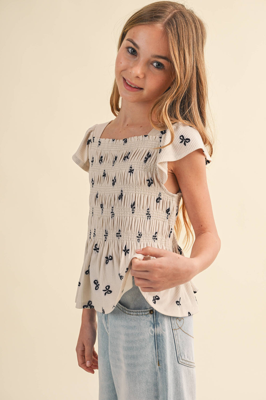 Coquette Bow Smocked Top – Tween Girls
