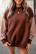 Autumn Gingham Sleeve Mockneck Sweatshirt