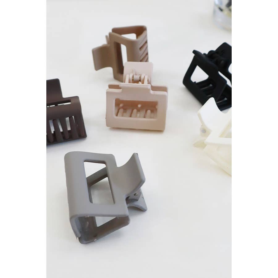 3-Pcs Neutral Color Mini Rectangle Hair Claw Set