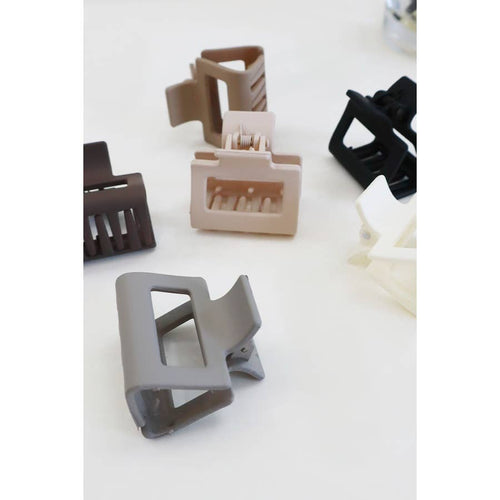 3-Pcs Neutral Color Mini Rectangle Hair Claw Set