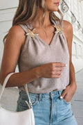 Metal Star Detail V Neck Tank Top | S-XL