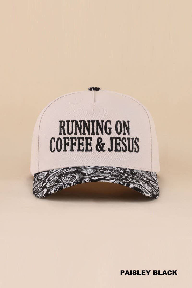 Running On Coffee &amp; Jesus Two Tone Cotton Hat