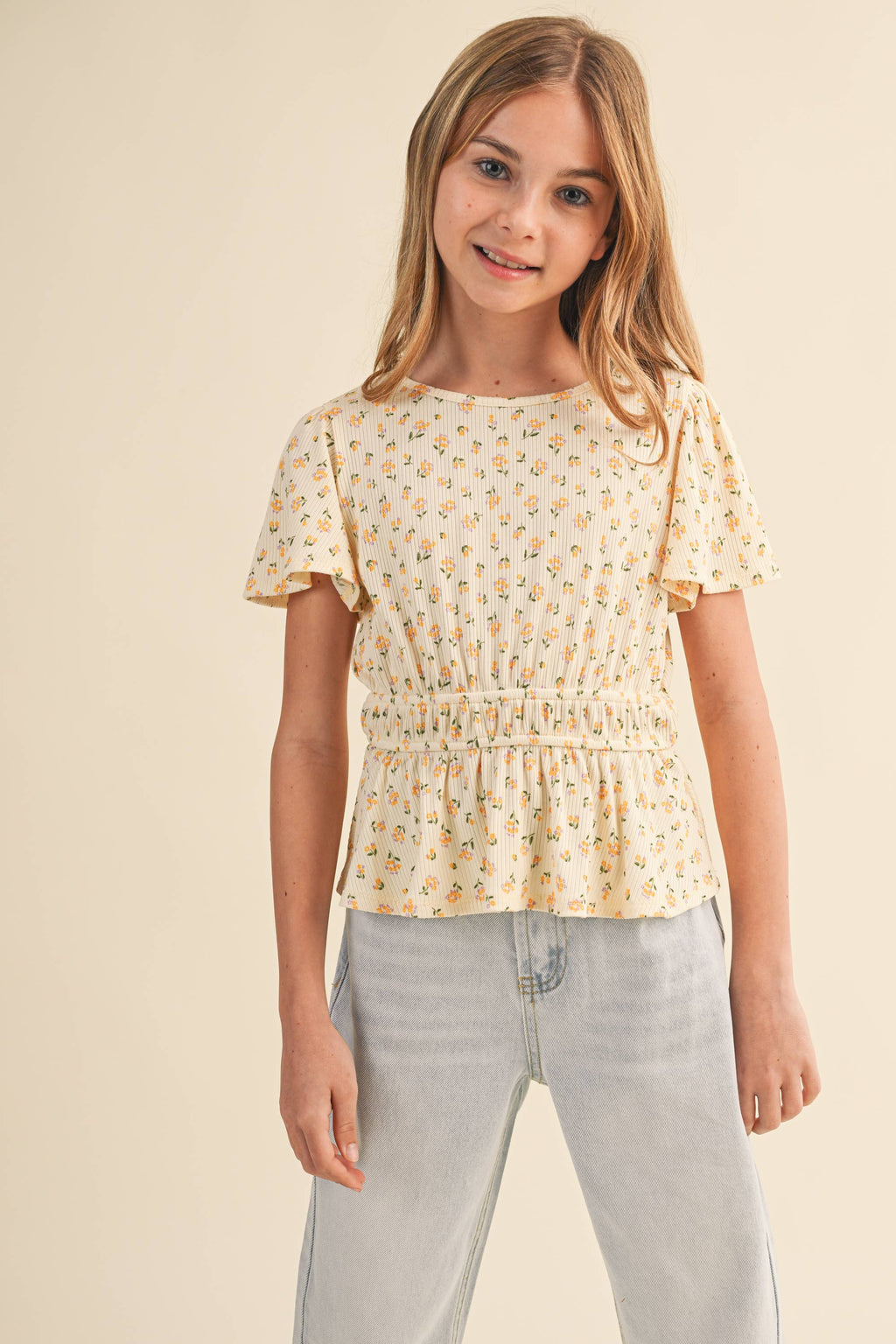 Golden Meadow Peplum Top – Tween Girls