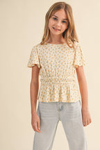 Golden Meadow Peplum Top – Tween Girls