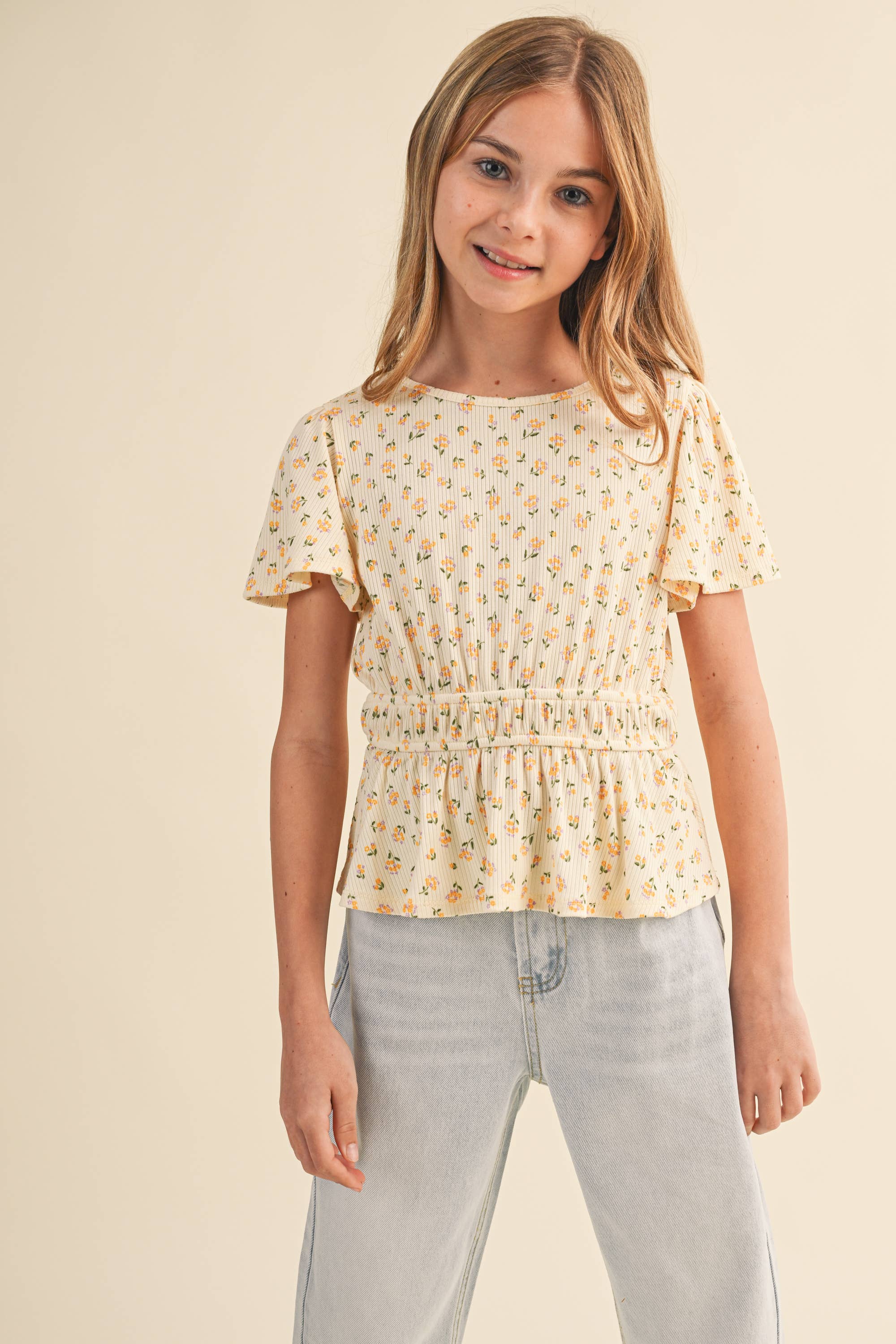 Golden Meadow Peplum Top – Tween Girls