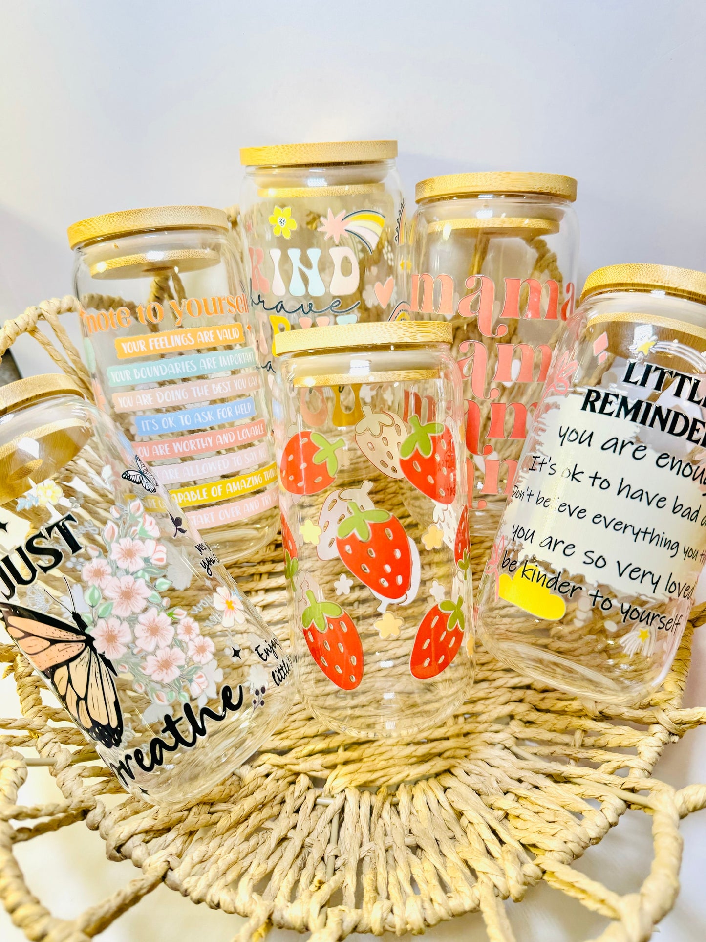 Glass Cup with Bamboo Lid & Reusable Straw “Add-On” Build Your Own Gift Box