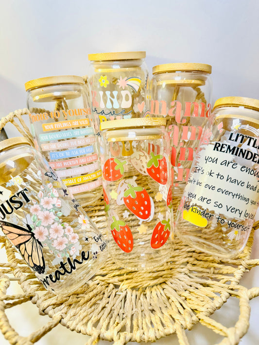 Glass Cup with Bamboo Lid & Reusable Straw “Add-On” Build Your Own Gift Box