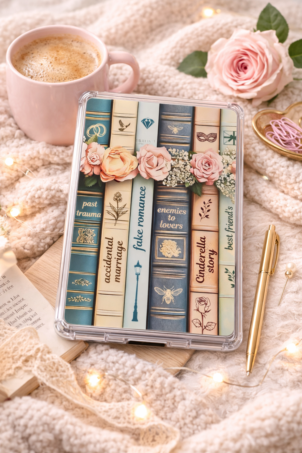 Romance Trope Bookshelf Kindle Insert
