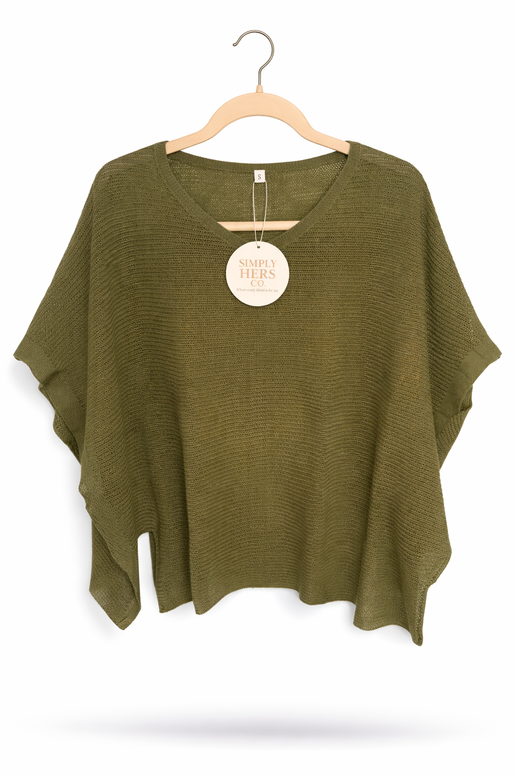 Olive Lightweight Knit Poncho Top