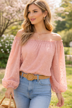 Blush Textured Off-Shoulder Blouse