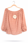 Blush Textured Off-Shoulder Blouse
