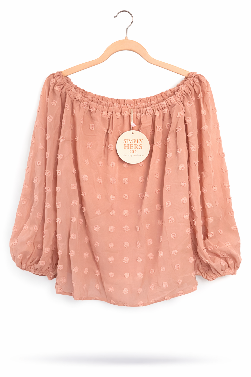 Blush Textured Off-Shoulder Blouse
