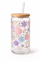 Spring Garden Floral 16oz Glass Cup